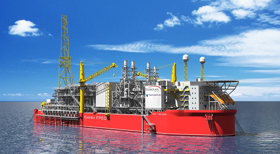 Schip van Energean bij Karish gasveld Israël